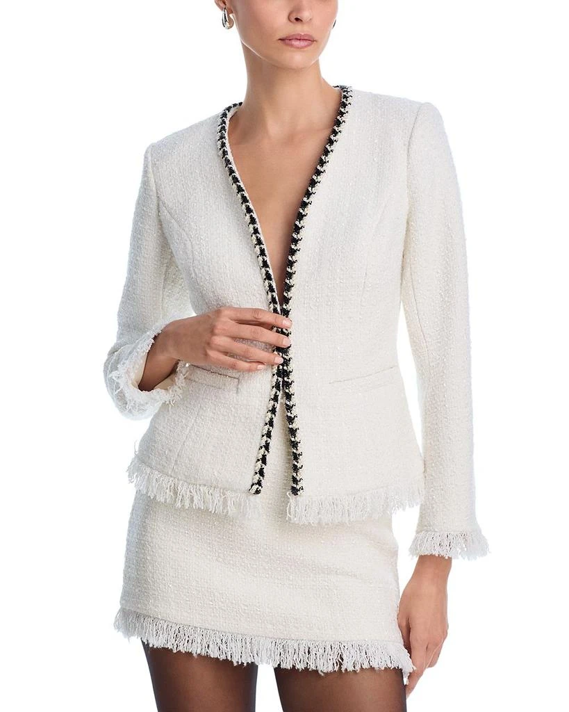 AQUA Tweed Fringe Trim Jacket 1
