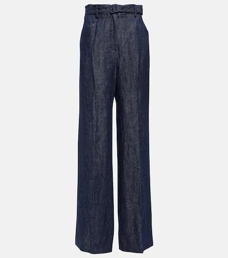 Gabriela Hearst Belted high-rise wide-leg linen pants 1