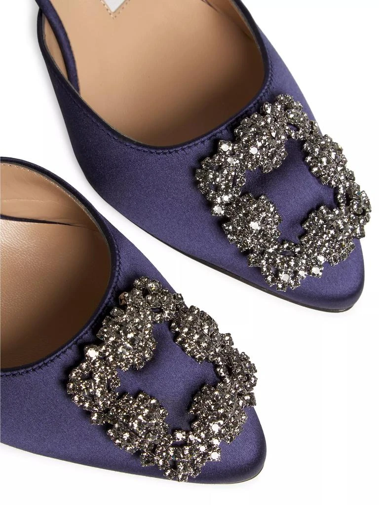 Manolo Blahnik Hangisli 50MM Satin Jewel Buckle Pumps 6