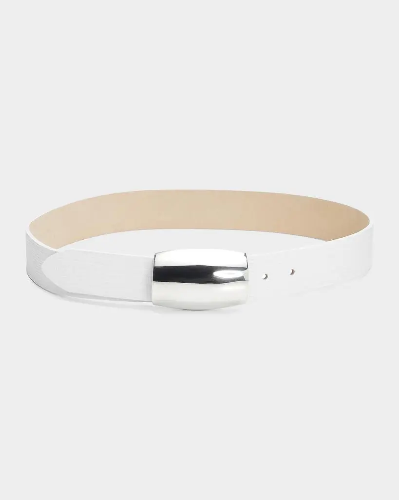 L'Agence Milou Croc-Embossed Leather Belt