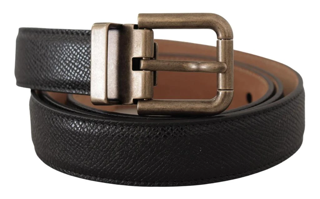 Dolce & Gabbana Elegant Black Leather Belt with Vintage  display picture 3