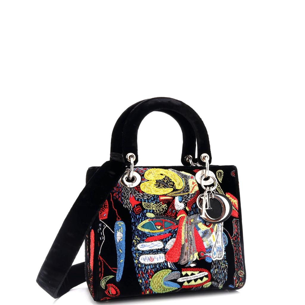 Dior Lady Dior Art Bag Limited Edition Spencer Sweeney Embroidered Velvet Medium