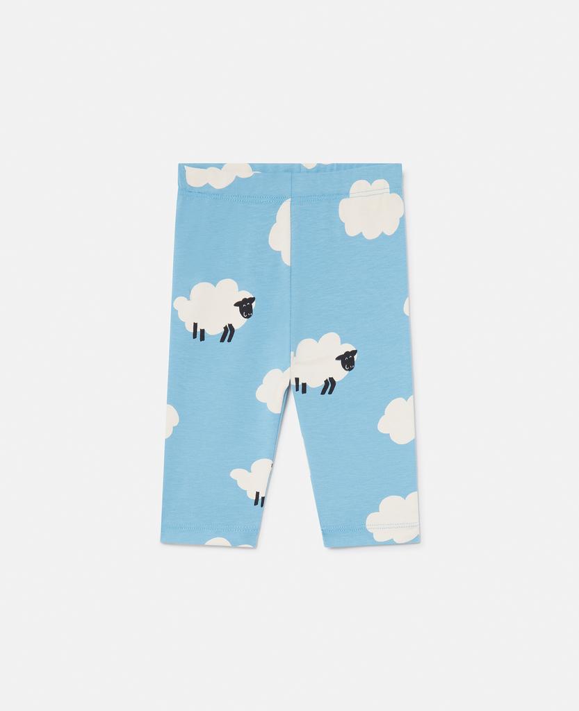 Stella McCartney Stella McCartney - Sheep Pattern Leggings, Woman, Blue and white, Size: 9m