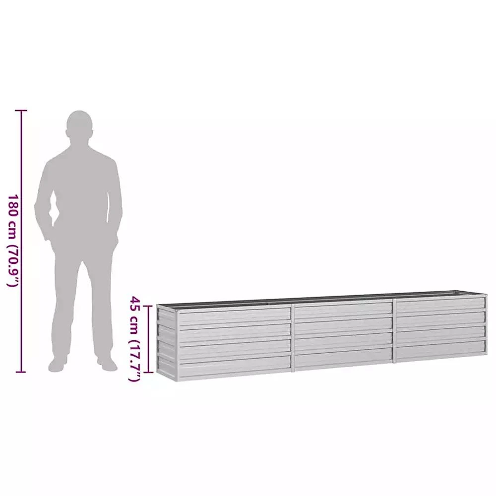 vidaXL Garden Raised Bed Galvanized Steel Outdoor Planter 8