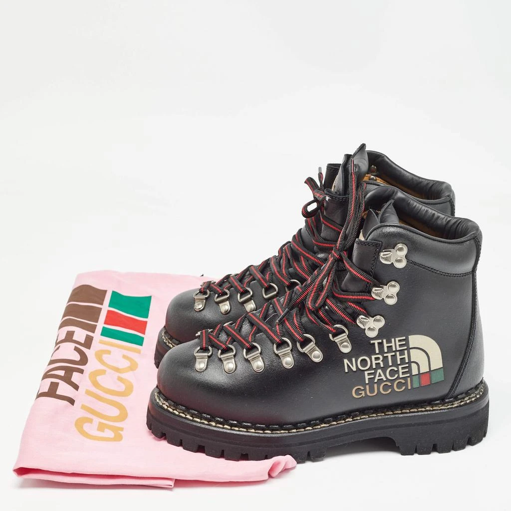 Shop Gucci x The North Face Black Leather Hiking Ankle Boots  display picture 1