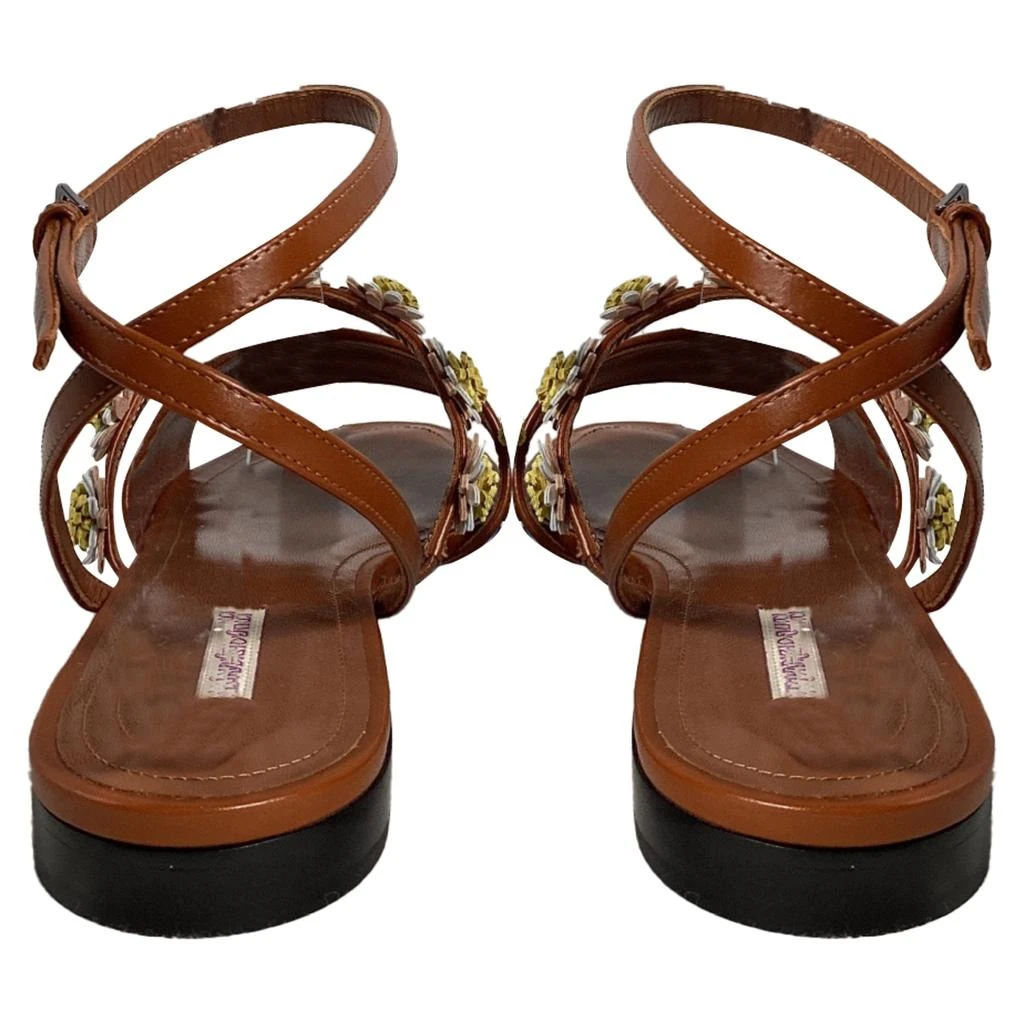 Fabrizio Viti Bea Floral-Appliqué Gingham Sandals in Blue Leather 5