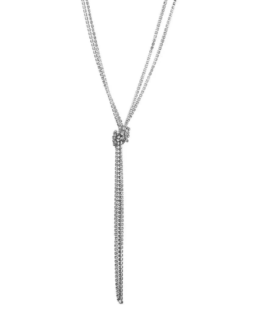 ADORNIA Silver Crystal 32" Tennis Knotted Lariat Necklace