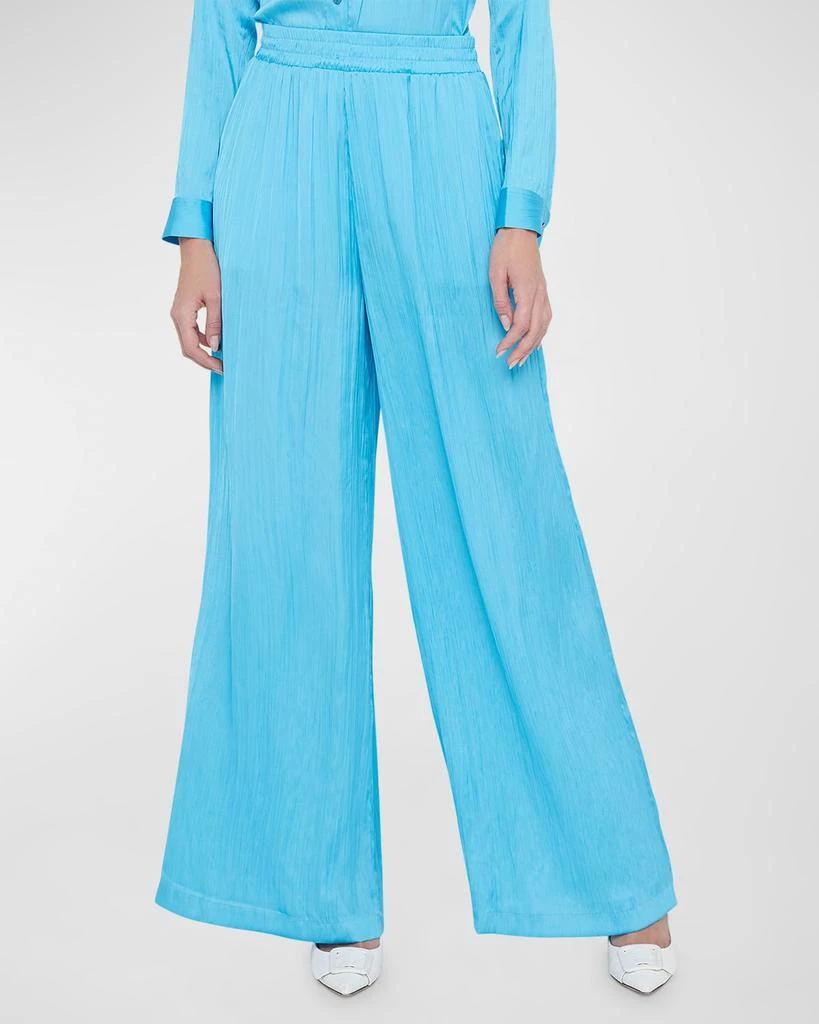 L'Agence Lillian Crinkled Satin Wide-Leg Pants 2