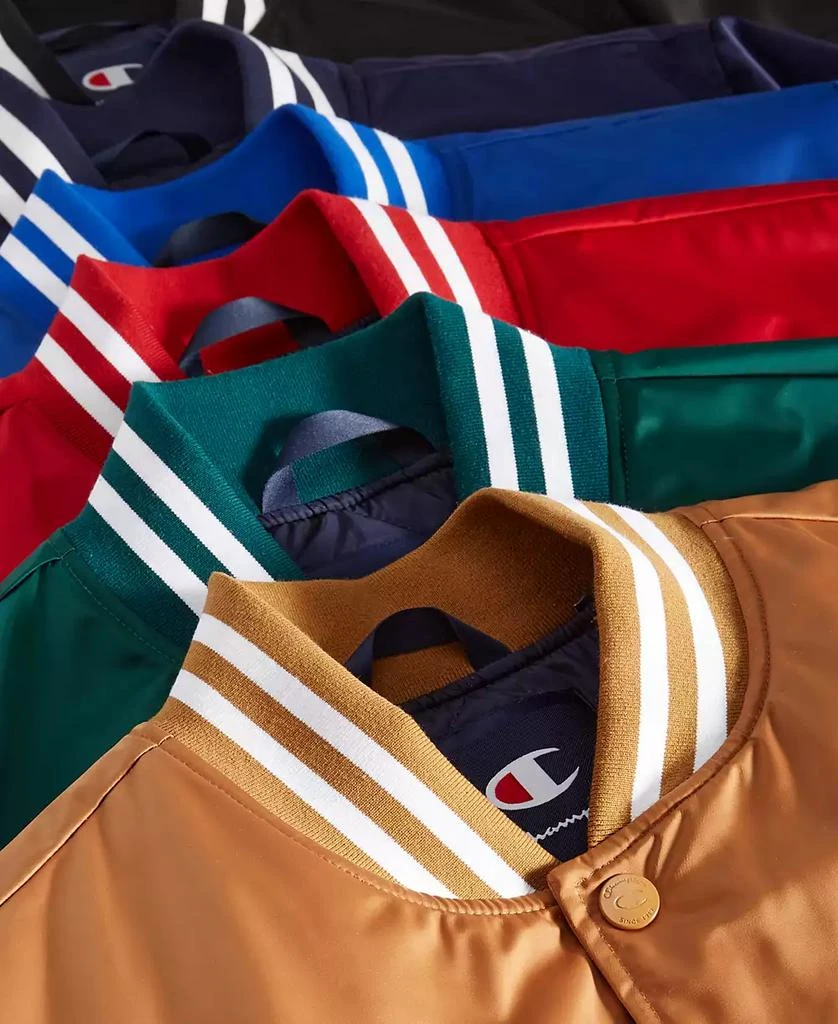 CHAMPION Men's Classic Logo Striped-Trim Varsity Jacket 5