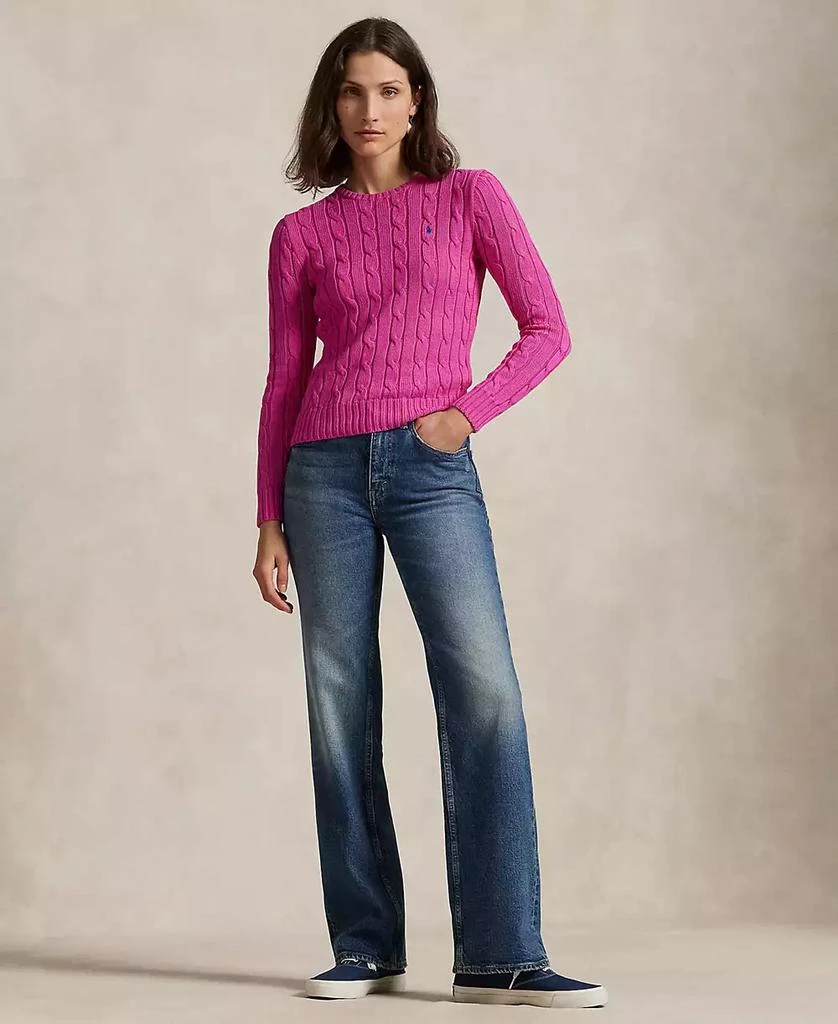 Ralph Lauren Women's Cable-Knit Cotton Crewneck Sweater 4
