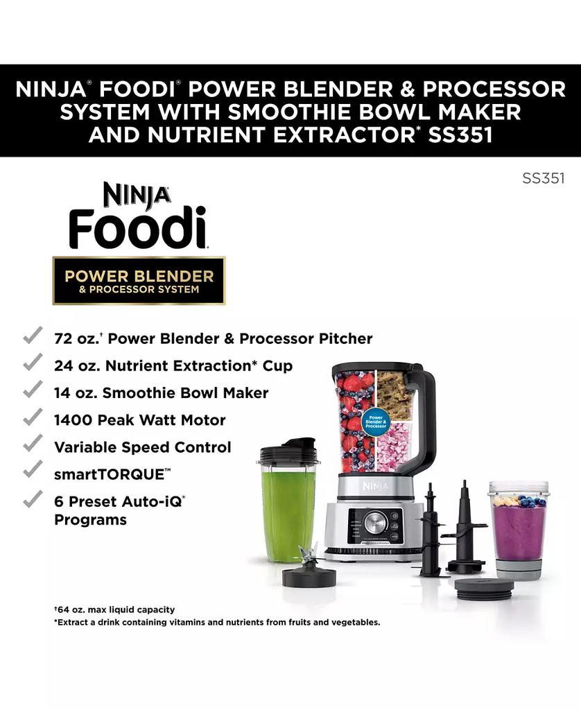 Ninja Foodi® Power Blender & Processor System with Smoothie Bowl Maker and Nutrient Extractor* + 4in1 Blender 1400WP