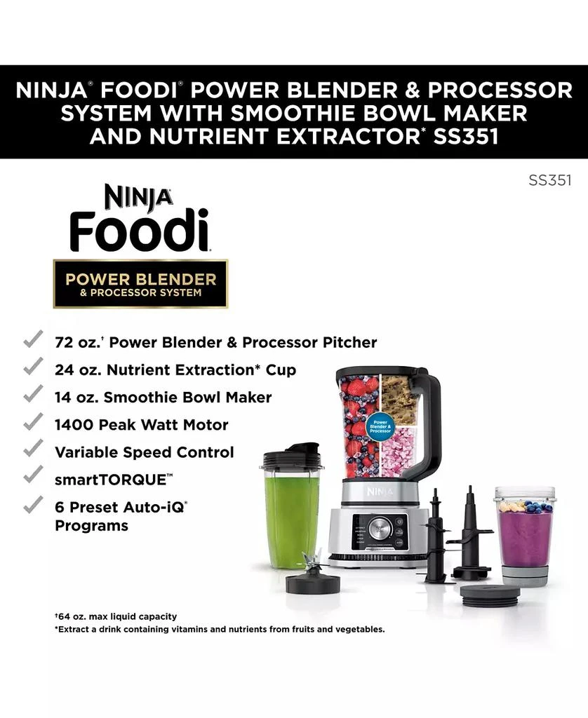 Ninja Foodi® Power Blender & Processor System with Smoothie Bowl Maker and Nutrient Extractor* + 4in1 Blender 1400WP 2