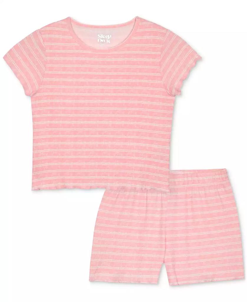 Max & Olivia Big Girls Striped Ribbed Shorts Pajama Set