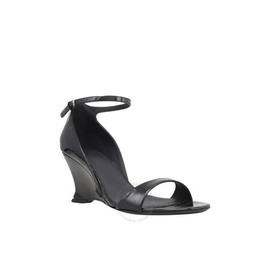 Salvatore Ferragamo Black Vernice Open-Toe Wedge Sandals 2