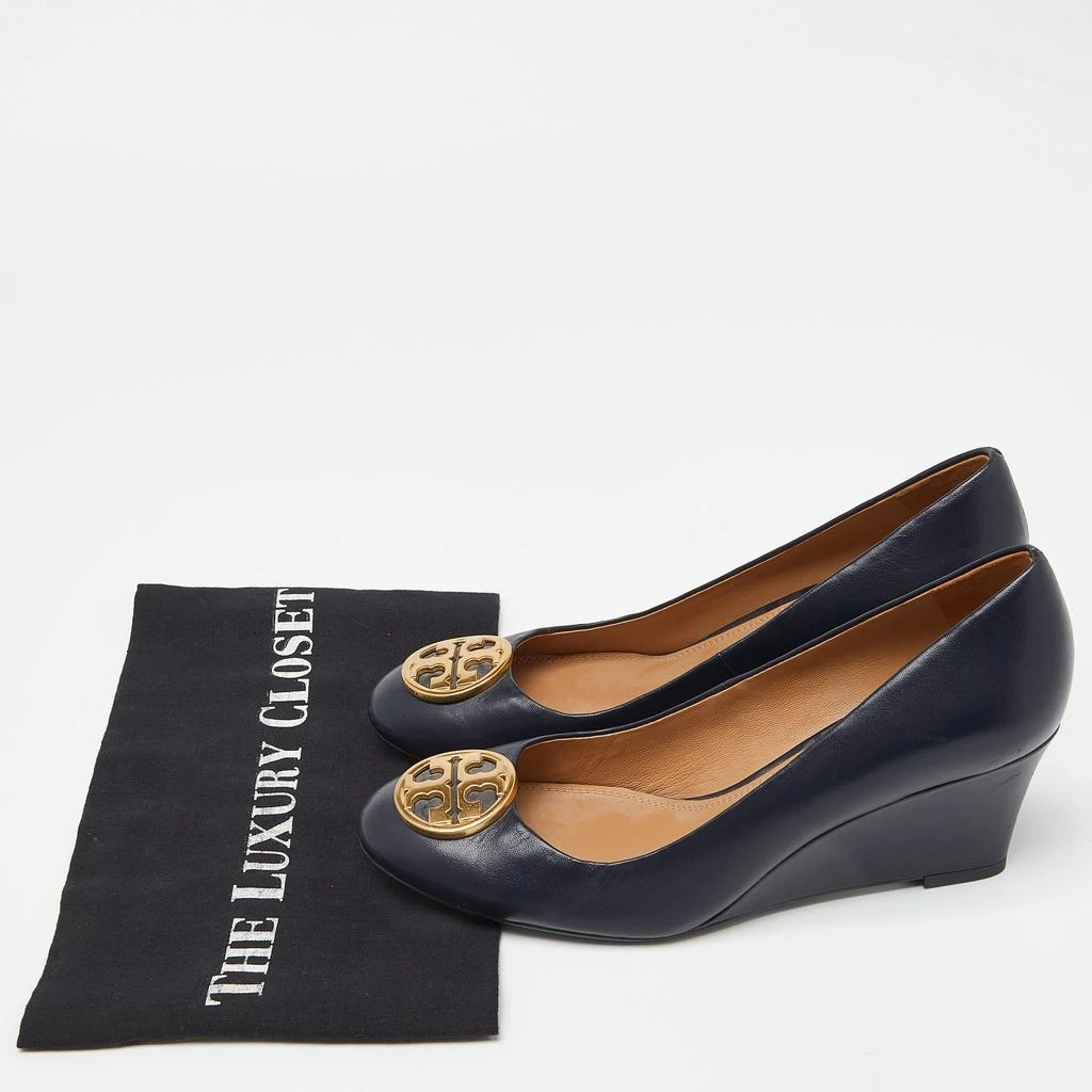 Tory Burch Tory Burch Navy Blue Leather Chelsea Wedge Pumps Size 38 9