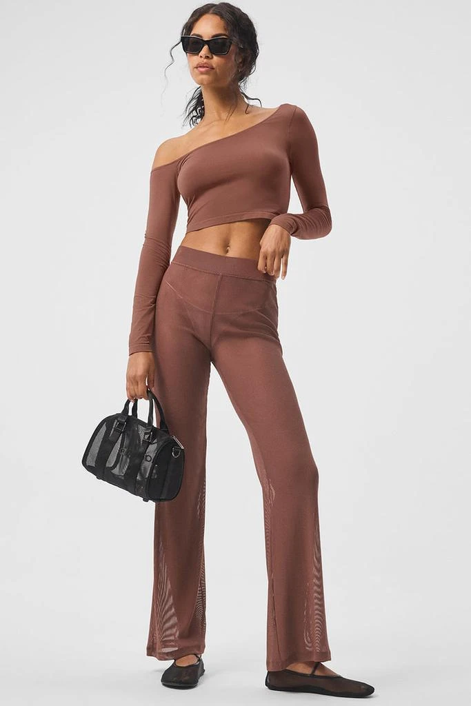 Alo Striped Mesh Tropical Nights Flare Pant - Chestnut 3