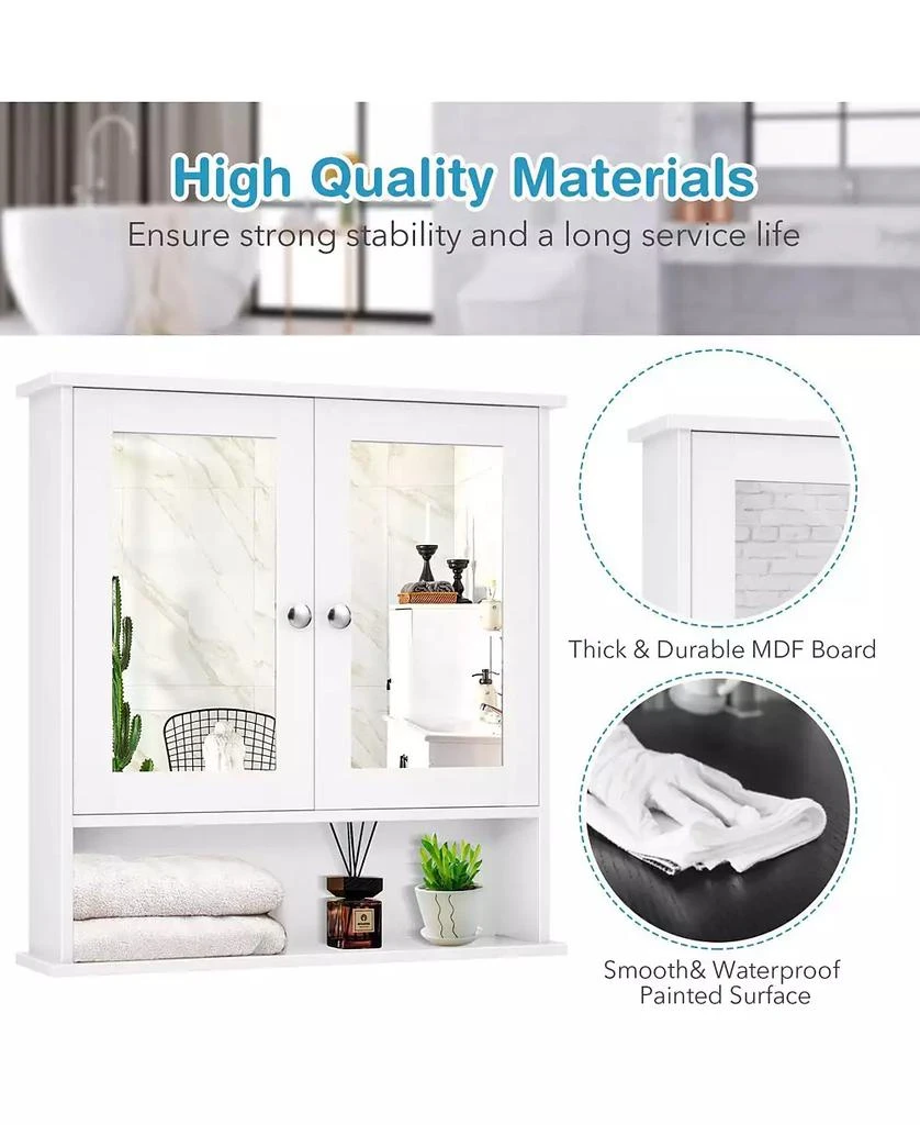 SUGIFT Bathroom Wall Mount Mirror Cabinet Organizer-White 8
