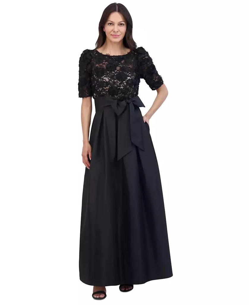 Eliza J Petite Lace-Bodice Jewel-Neck Gown 1