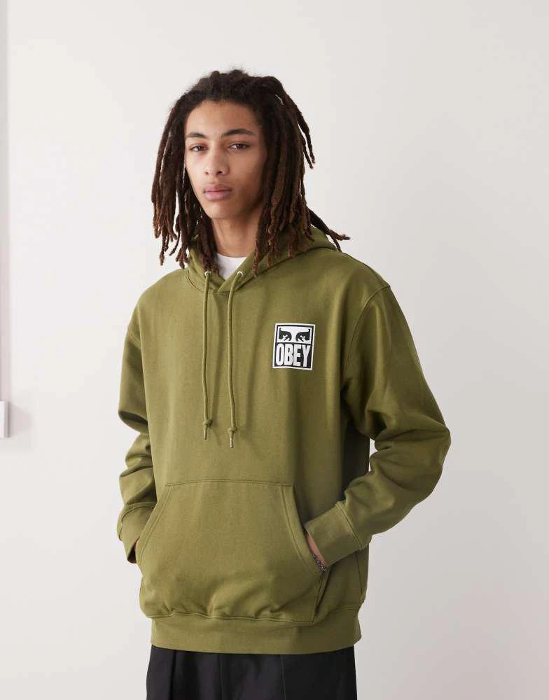 Obey Obey eyes icon logo hoodie in green 3
