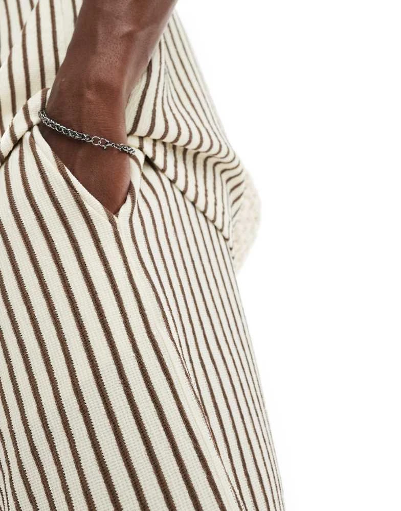 South Beach South Beach towelling stripe beach short co-ord in beige 4