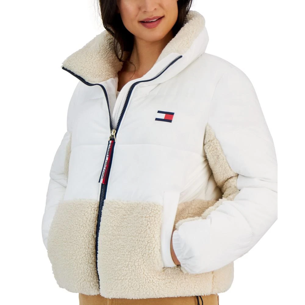 Tommy Hilfiger Women's Colorblocked Mixed-Media Puffer Jacket 3