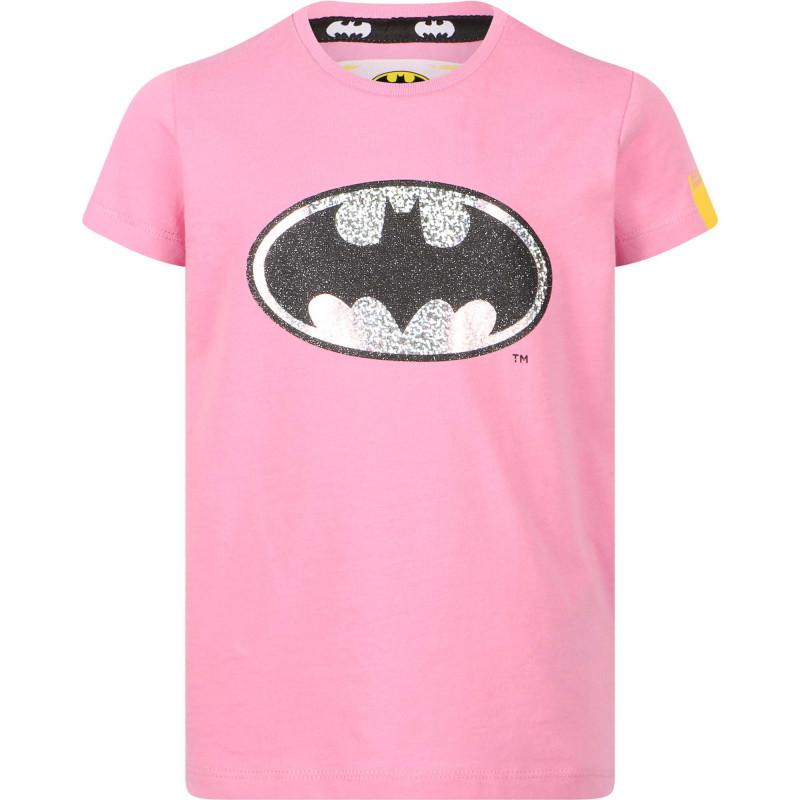 Replay & Sons Glittery batman print t shirt in pink