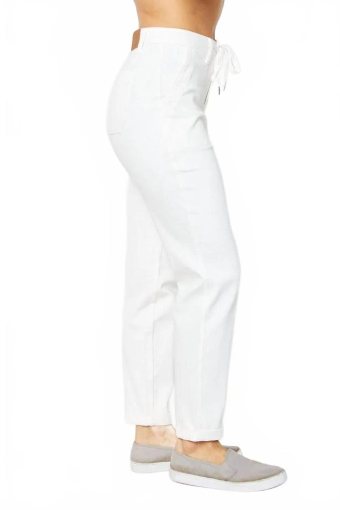 Judy Blue High Waist Garment Dyed Cuffed Jogger Jean In White 4