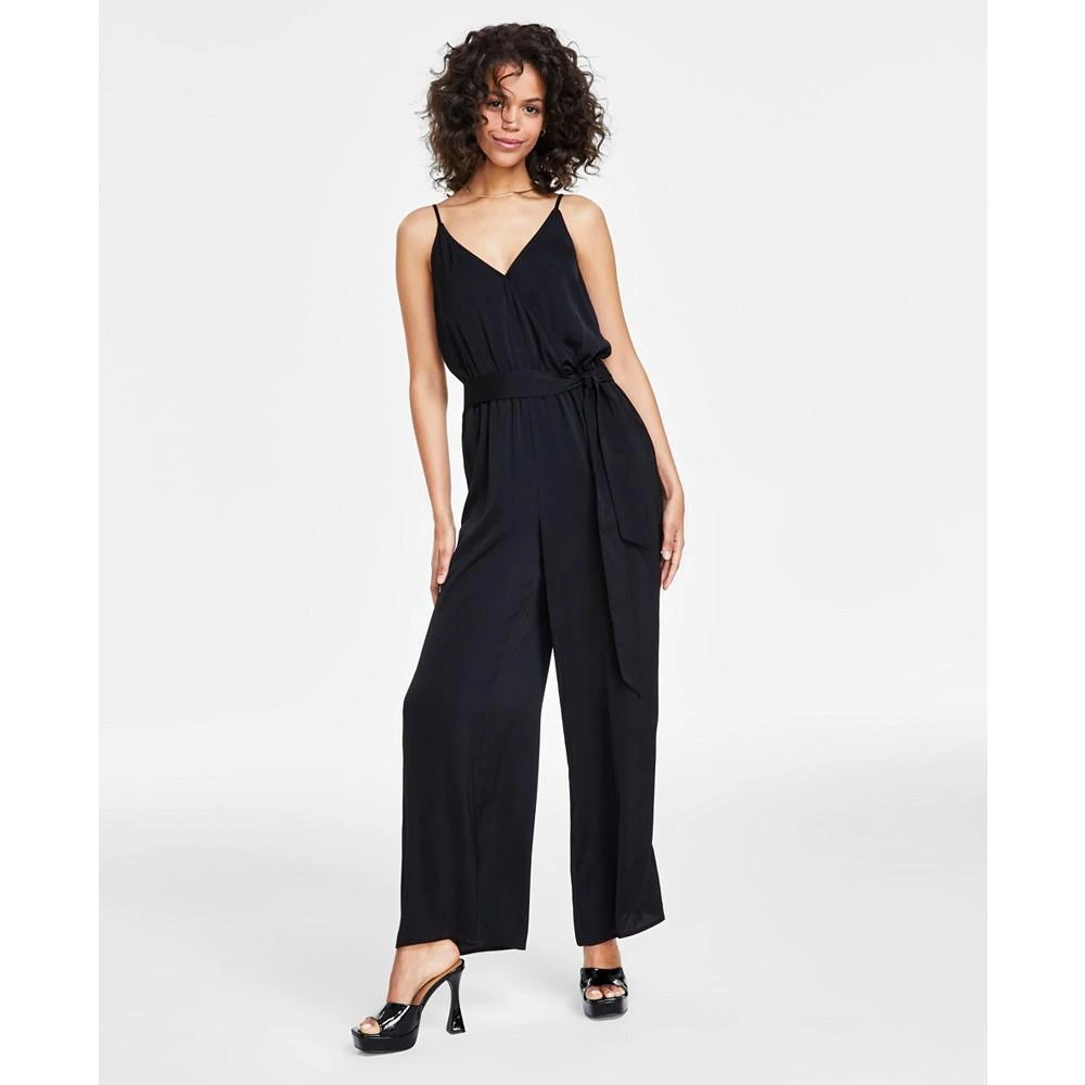 Bar III Trendy Plus Size Tie-Waist Wide-Leg Adjustable-Strap Jumpsuit, Created for Macy's 6