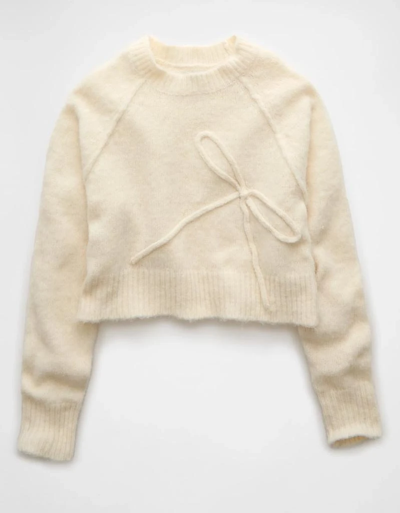 AE AE Cropped Crew Neck Bow Sweater 3