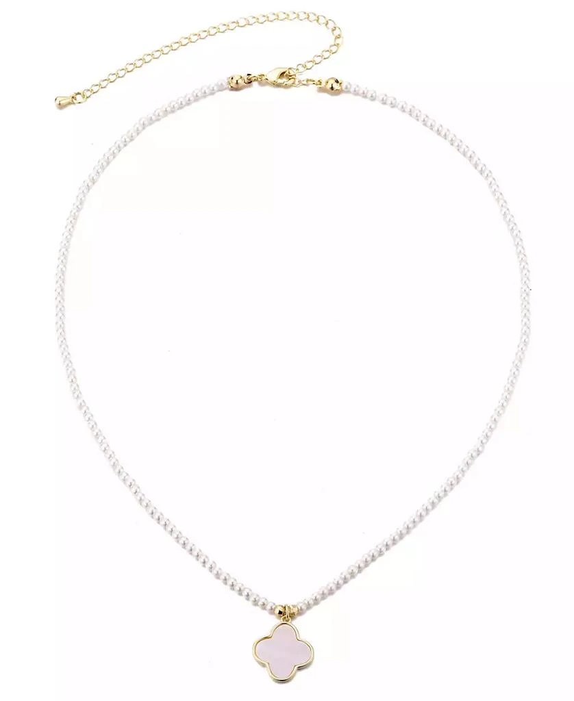 ADORNIA Gold Mother of Pearl Strand Clover Pendant Necklace 2