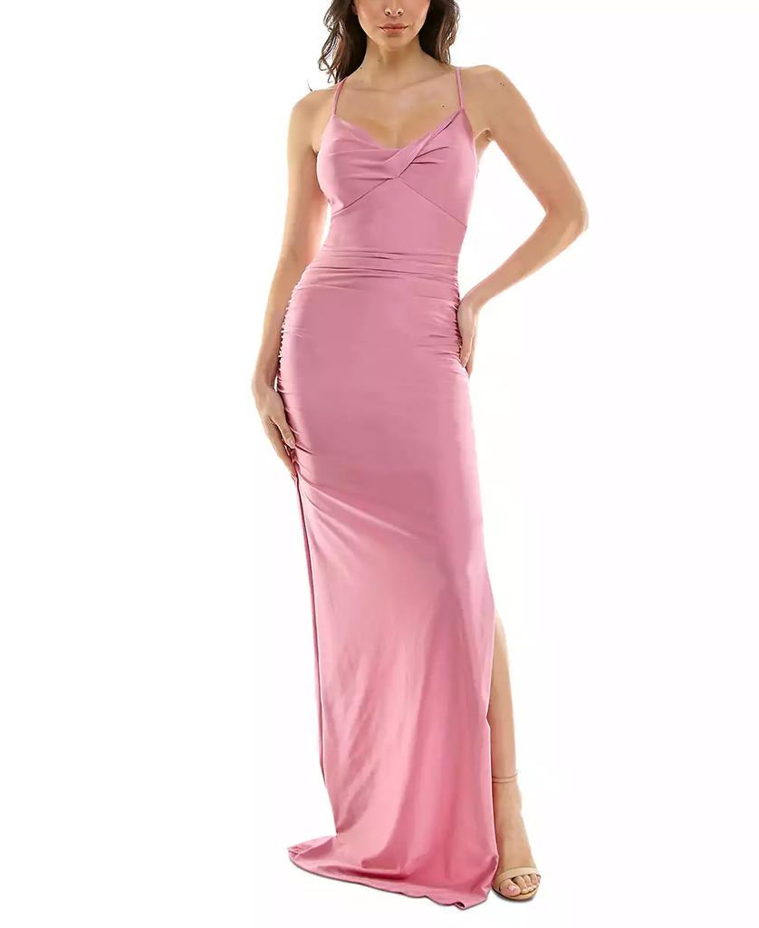 Emerald Sundae Juniors' Sleeveless Twisted-Front Gown