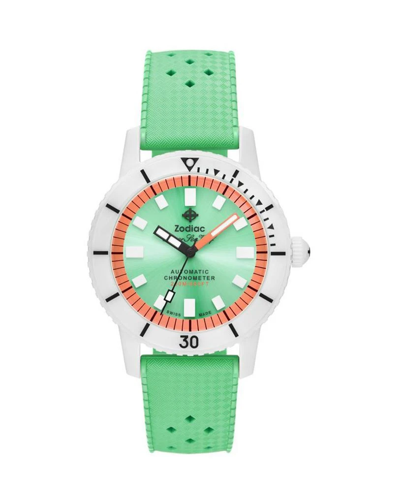 ZODIAC Ceramic Compression Diver Automatic Rubber Strap Watch, 41mm 1