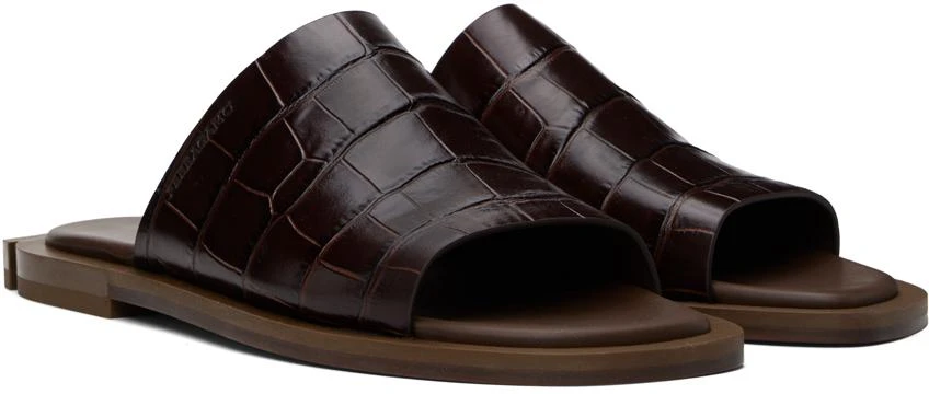 Salvatore Ferragamo Brown Embossed Mules 4