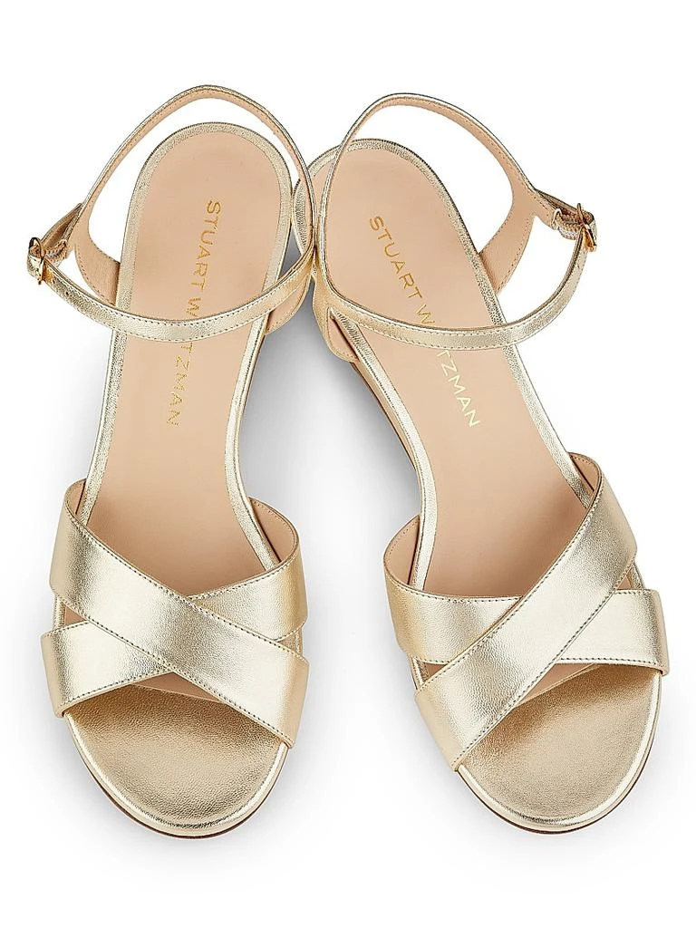 Stuart Weitzman Dayna 50MM Metallic Leather Wedge Sandals 4