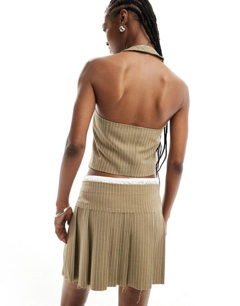 Reclaimed Vintage Reclaimed Vintage waistcoat in brown pinstripe 4