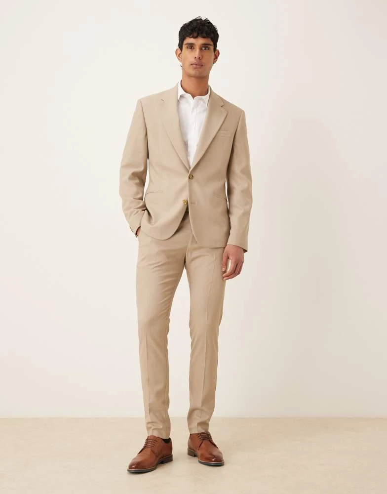 ASOS ASOS DESIGN skinny suit jacket in stone microtexture 2