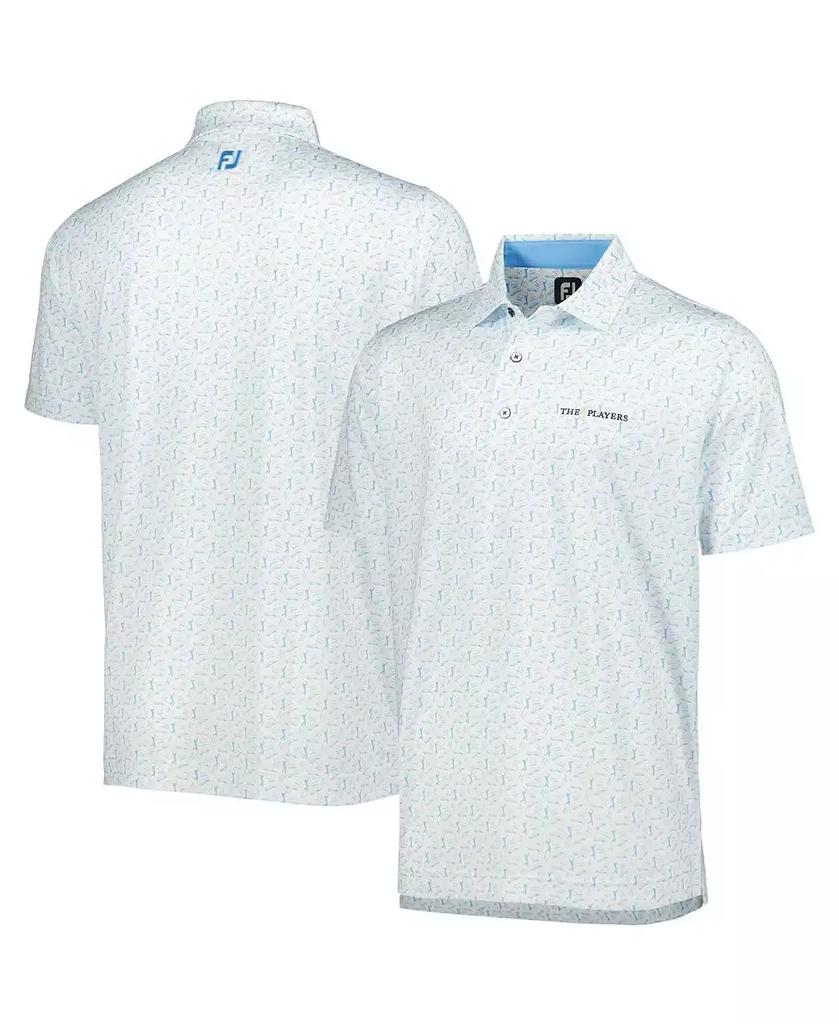 FootJoy Men's White, Light Blue THE PLAYERS Allover Print ProDry Polo Shirt