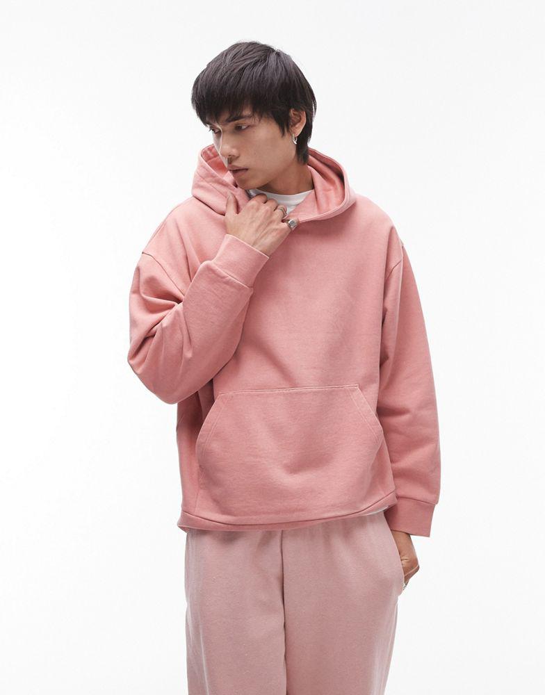 Topman Topman oversized fit hoodie in washed pink