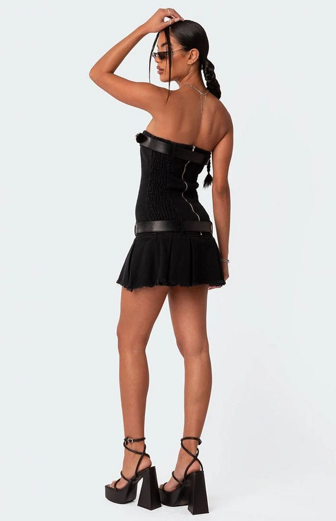 Edikted B Mine Double Belted Denim Mini Dress 4