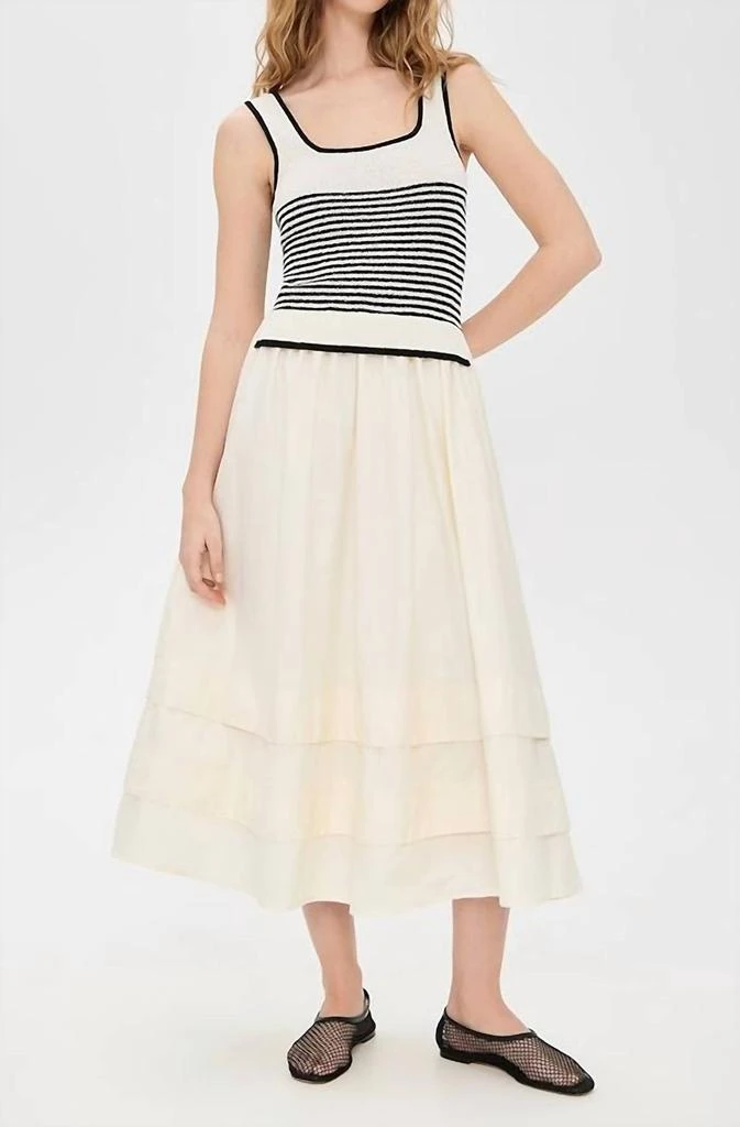 Moon River Striped Knit Top Midi Dress In Cream 5