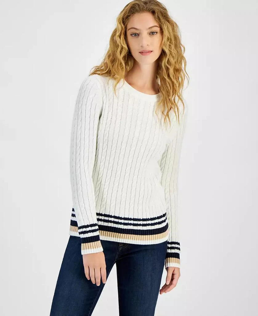 Tommy Hilfiger Women's Cable-Knit Crewneck Sweater 1