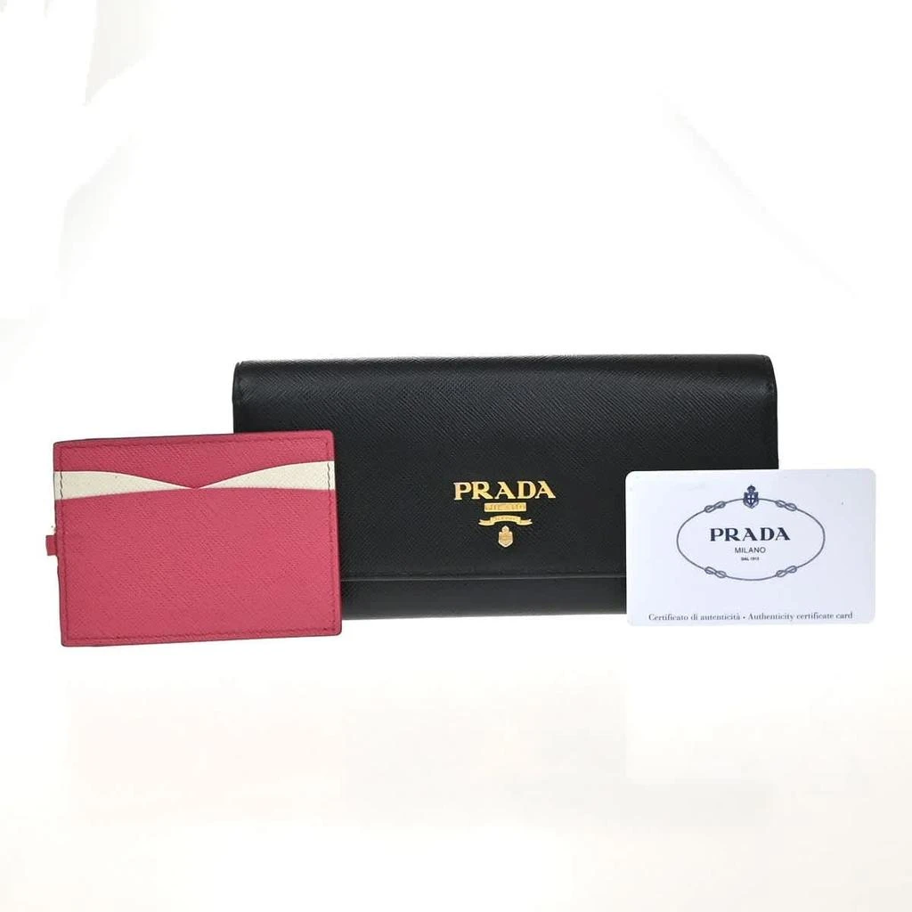 Prada Flap Wallet With Card Holder Saffiano Leather Leather Wallets Accessory (Pre-Owned)