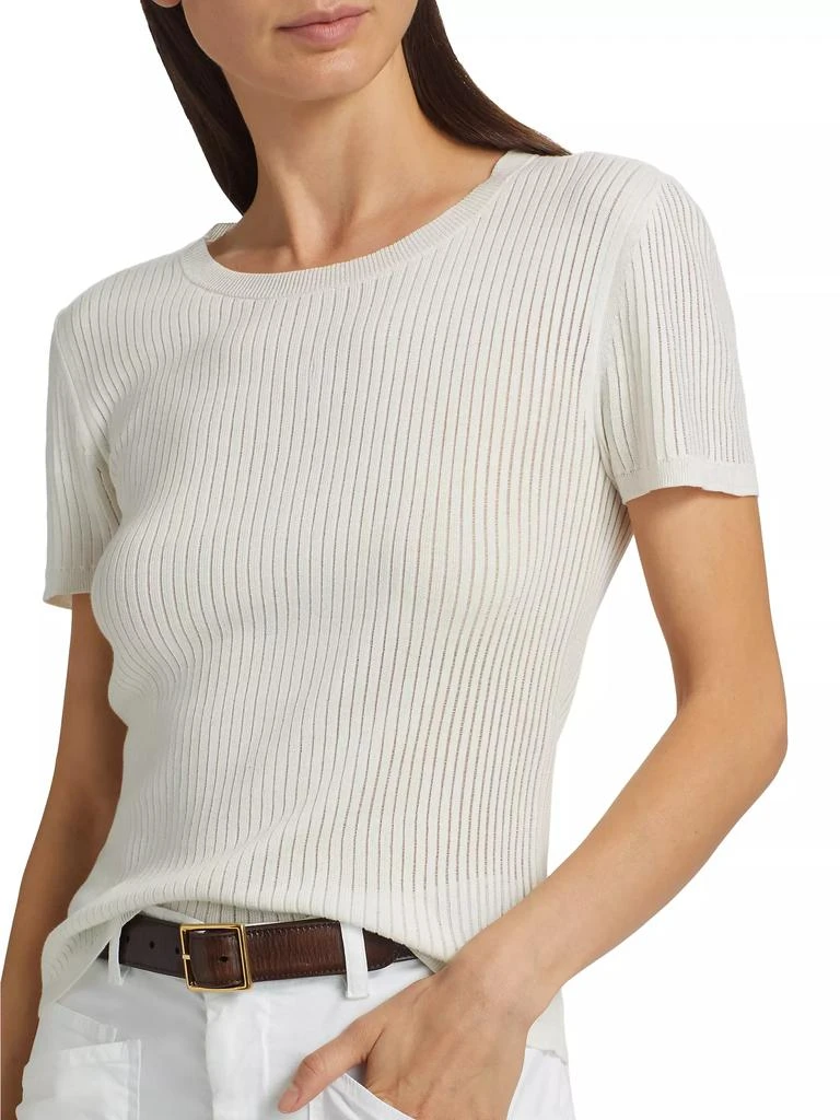 Nili Lotan Zandra Crewneck Cotton Short-Sleeve Sweater 6