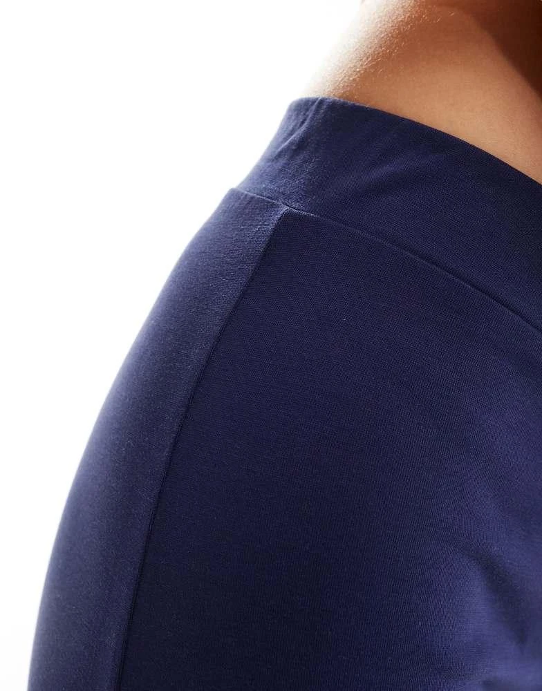 Monki Monki super soft low waist straight leg baggy jersey trousers in navy 5