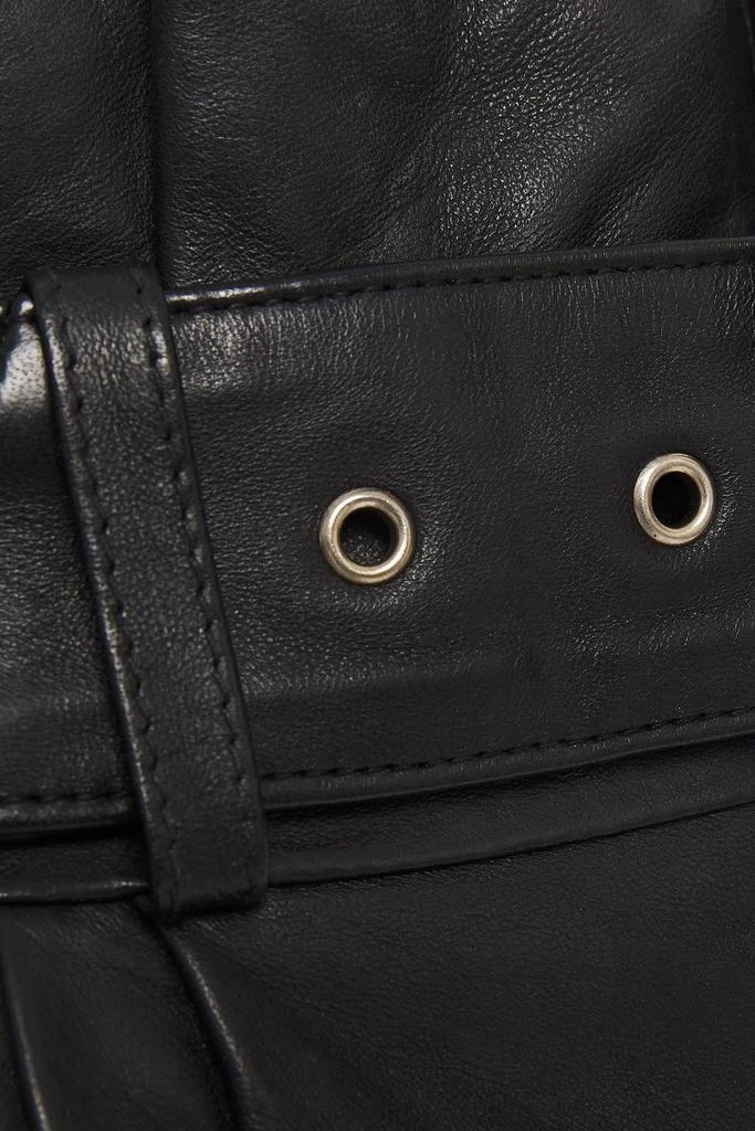 Walter Baker Velda belted gathered leather shorts 4