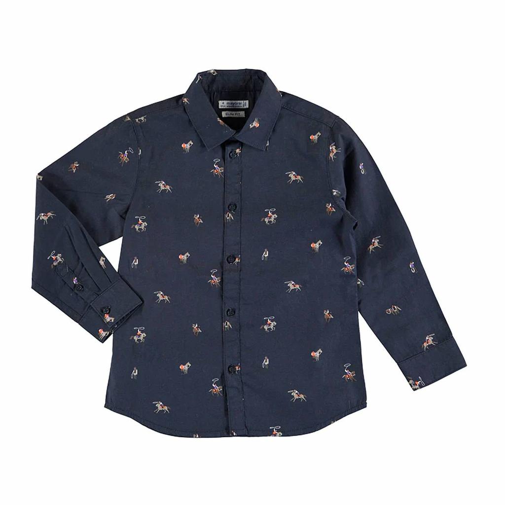 Mayoral Boy's Horse Print Long Sleeve Shirt