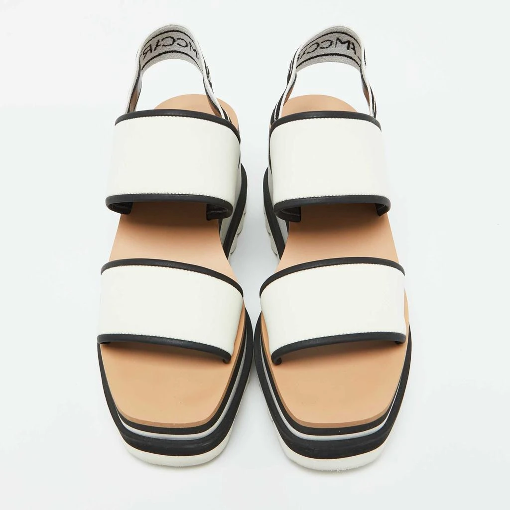 Stella McCartney Stella McCartney White/Black Fabric Elyse Platform Wedge Sandals Size 37 3