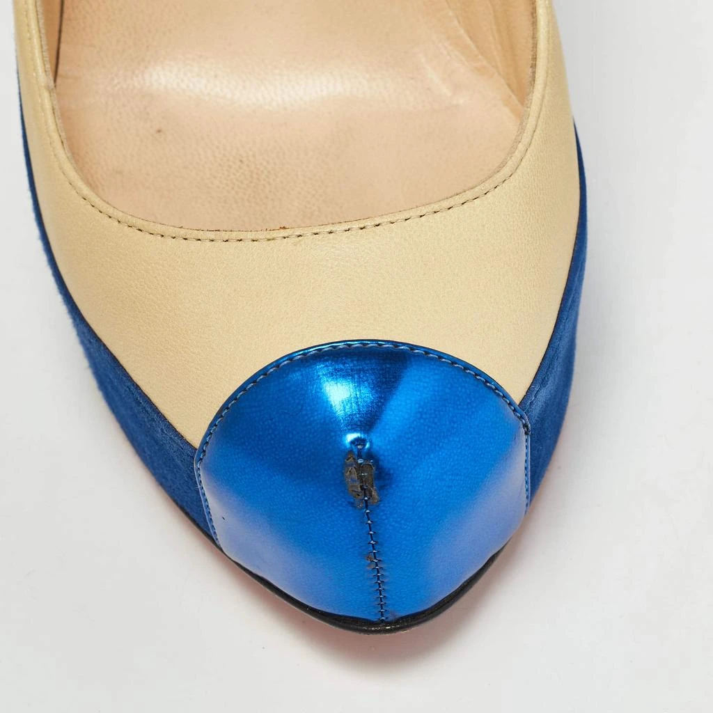 Christian Louboutin Christian Louboutin Blue/Light Yellow Suede and Leather Pumps Size 36 7