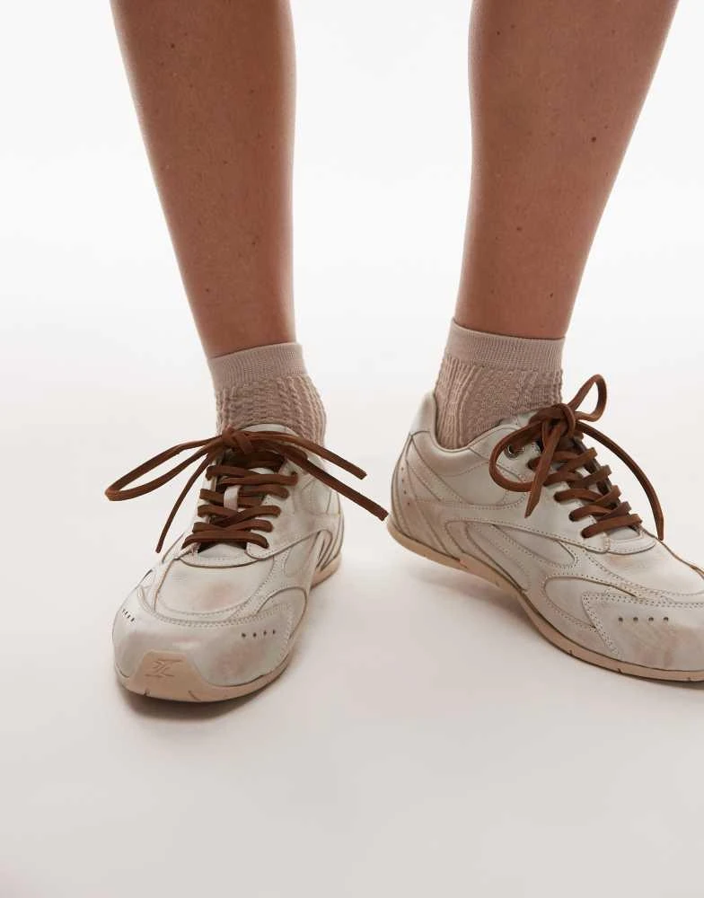 Bronx Bronx Myr-aa trainers in off white vintage brush off leather 1