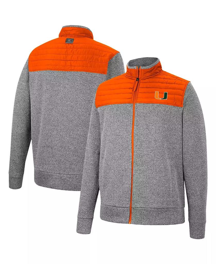 Colosseum Men's Gray, Orange Miami Hurricanes Putter Herringbone Full-Zip Jacket